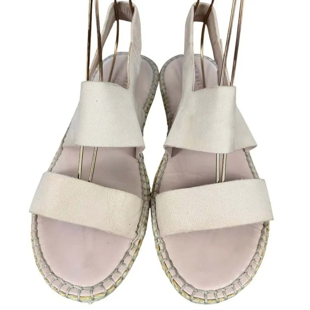 Cole Haan Womens Espadrille Sandals Slingback Pink Shoes Wide Strap Leather 9 B